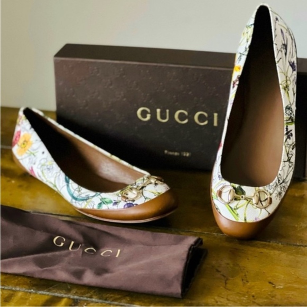 Gucci ballet flats- Horsebit Canvas Leather – Size 39.5